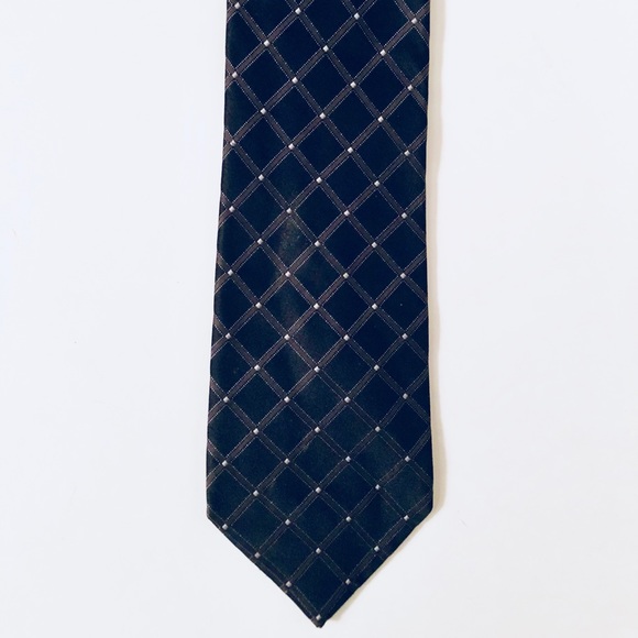 GEORGE TIE BLACK SILVER DIAMONDS 59 X 3.5 SILK - Picture 2 of 4